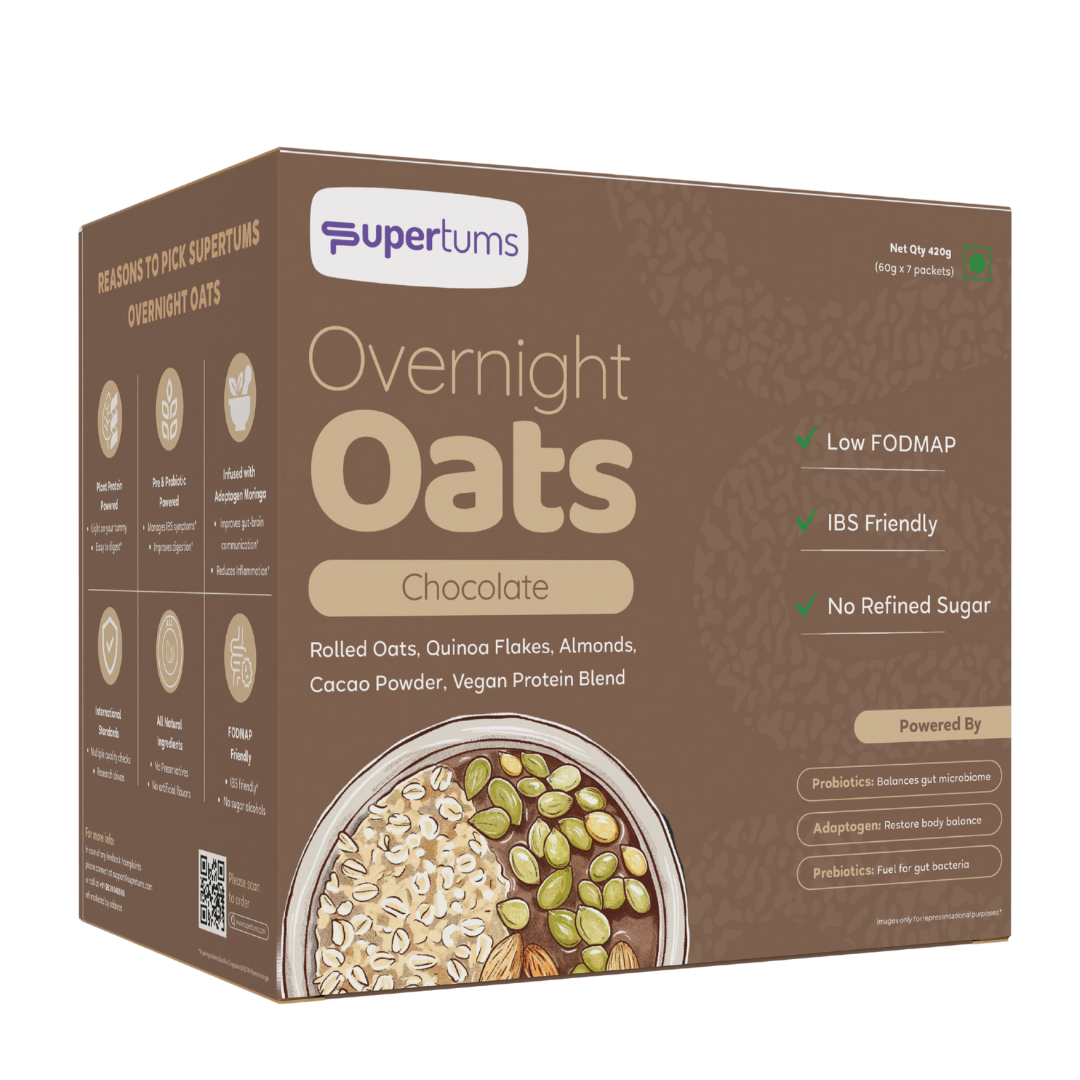 Supertums Overnight Oats - Cacao 420g | Low FODMAP | High in Protein | All Natural