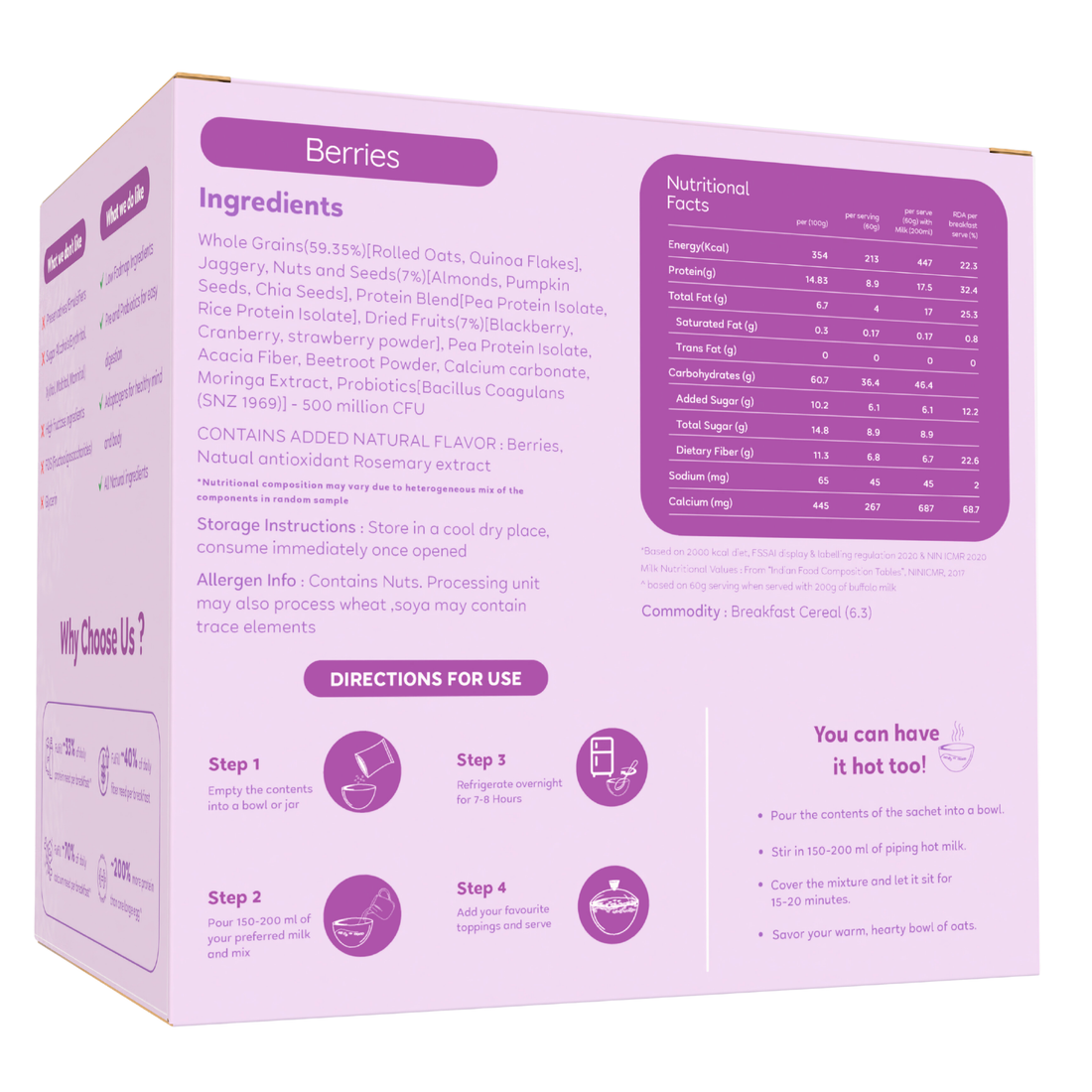 Supertums Overnight Oats Mixed Berries 420g | Low FODMAP | High in Protein | All Natural
